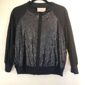 71 Stanton Black Sequin Bomber Jacket- Small